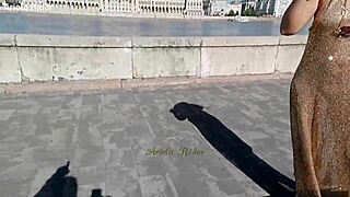 arielarider struts public see-through dress in budapest streets