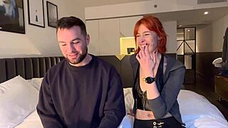 behind the scenes with tall redhead pixie pink and andres acosta getting steamy
