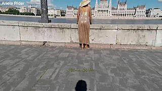 arielarider struts public see-through dress in budapest streets