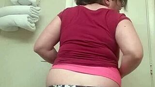 shemale in panties crossdresses and teases with slow strip before ripping clothes for trans fun