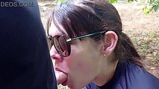 brazilian wife sucks stranger's big cock on busy street daytime