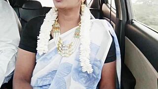 Indian bhabi unleashes intense dirty telugu talks car tits tease