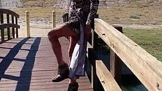 hey staci why the leopard print for your public outdoor transsexual feet crossdressing romp?