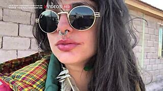 vlog porno bolivia: brunette couple's public deepthroat cowgirl 😈