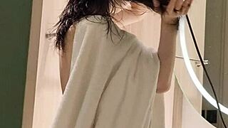 Skinny japanese college girl poses legs feet in offshot