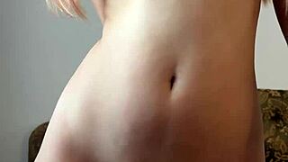 Petite 18yo cutie moans wet fingering shaved pussy then slams dildo deep