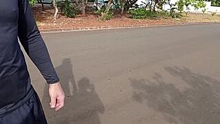 brazilian wife sucks stranger's big cock on busy street daytime