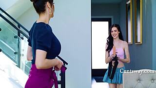 whoa stepmom rides family throne dildo while social worker quizzes her teen love!