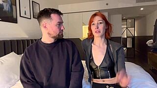 behind the scenes with tall redhead pixie pink and andres acosta getting steamy