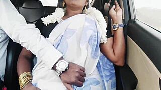 Indian bhabi unleashes intense dirty telugu talks car tits tease