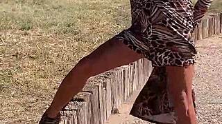 hey staci why the leopard print for your public outdoor transsexual feet crossdressing romp?