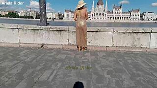 arielarider struts public see-through dress in budapest streets