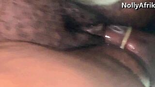 big ass ebony bends over serving her tight juicy ass for rough doggystyle pounding and creampie