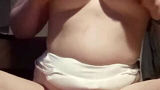 petite babe with huge ass and big tits workouts rips clothes for tit play anal masturbation