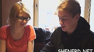 Nerdy teen acts like total wench sucking cock pov rough!