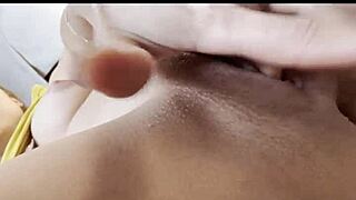 Latina beauty teases with dildo deep in her solo toy masturbation