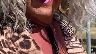 hey staci why the leopard print for your public outdoor transsexual feet crossdressing romp?