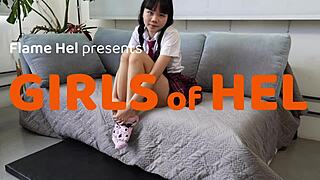 her stepdaughter squirts buckets during wild toy play in the bedroom