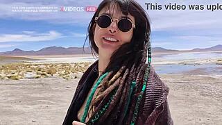 vlog porno bolivia: brunette couple's public deepthroat cowgirl 😈