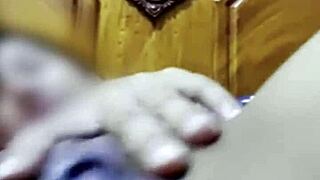 Hot bedroom handjob from mature indian mommy wife leads to massive orgasm cum explosion pov