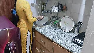 hey i walk in on my horny indian stepmom bending over in the kitchen for dirty talk doggystyle