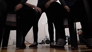 my two black girlfriends in leggings mutual masturbate orgasms while watching me stroke in group fun