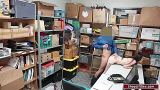 Female Thief in Lingerie Seduces Store Officer for Bent Over Doggystyle Pounding!