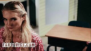 heart races watching sexy blonde ride professor's cock in classroom wild