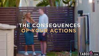 angry stepmom forces stepson to fuck neighbor now!