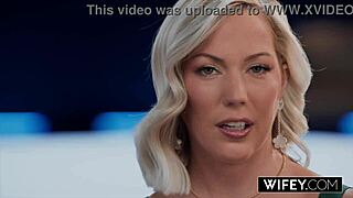 Wifey blonde hotwife Candice grips hubby's hand taking monster BBC deep!