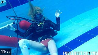 horny skinny latina ashlee rose gets wet in slutty dress for underwater scuba play