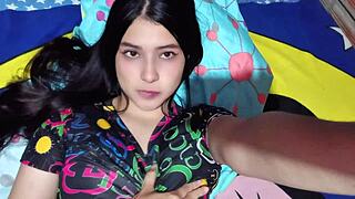 skinny colombian pornstar masturbates publicly with huge dildo