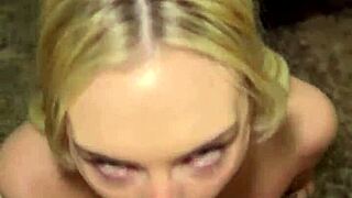 Sexy Blonde Dylan Moore Worships Huge Cock Sensually in Lingerie Teasing POV