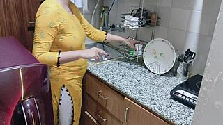 hey i walk in on my horny indian stepmom bending over in the kitchen for dirty talk doggystyle