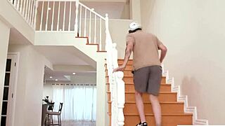 Stepdad pounds petite teen babysitter's tight shaved ass in hardcore anal