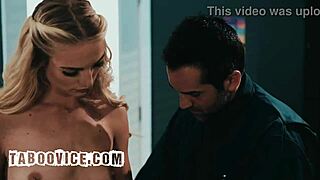 heart races watching sexy blonde ride professor's cock in classroom wild
