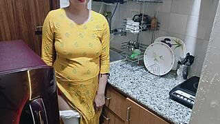 hey i walk in on my horny indian stepmom bending over in the kitchen for dirty talk doggystyle