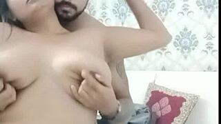 Big Tits Indian Girlfriend Rides Monster Cock Hard in Hotel Room Quickie with Friend