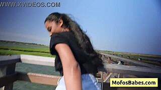 sexy ebony rubs clit flashes natural big boobs in car