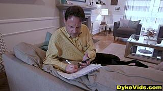 teen step-sisters scissor secretly from stepdad