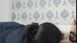 Big Tits Indian Girlfriend Rides Monster Cock Hard in Hotel Room Quickie with Friend