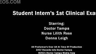 dr tampa gives donna leigh her first gaping clit exam in latex gloves
