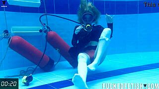 horny skinny latina ashlee rose gets wet in slutty dress for underwater scuba play