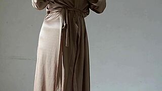 big ass asian in satin robe shows huge tits