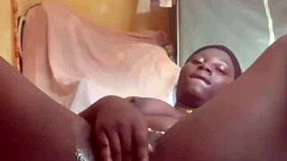 i get so turned on watching this sexy african girl touch her huge tits and pussy