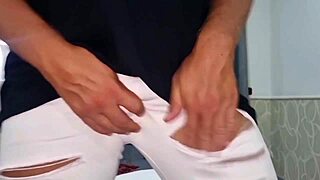 Sexy Italian bodybuilder jerks huge cock with dirty talk anal finger closeup