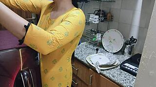 hey i walk in on my horny indian stepmom bending over in the kitchen for dirty talk doggystyle
