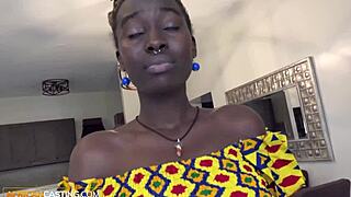 Tall slim ebony model nails facial after wild casting session 🔥💦