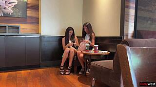 Student Girls Drop Panties in Starbucks for Stranger Anal Orgy!