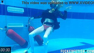 horny skinny latina ashlee rose gets wet in slutty dress for underwater scuba play